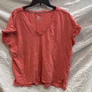 Pilcro Coral Short Sleeve V-Neck Tee